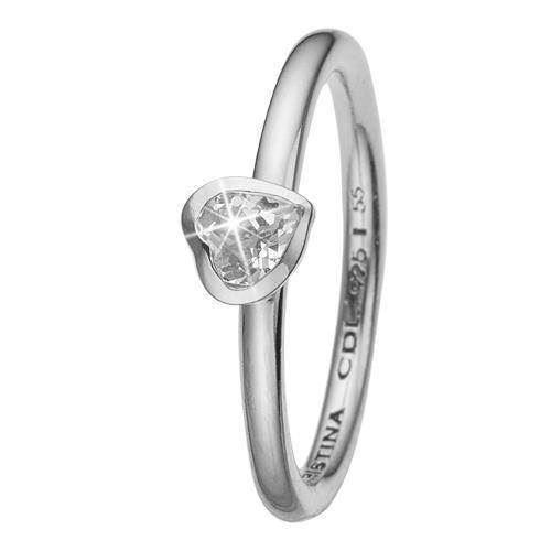 Christina Collect 925 sterling silver Promise heart ring with white topaz, model 2.14.A-59